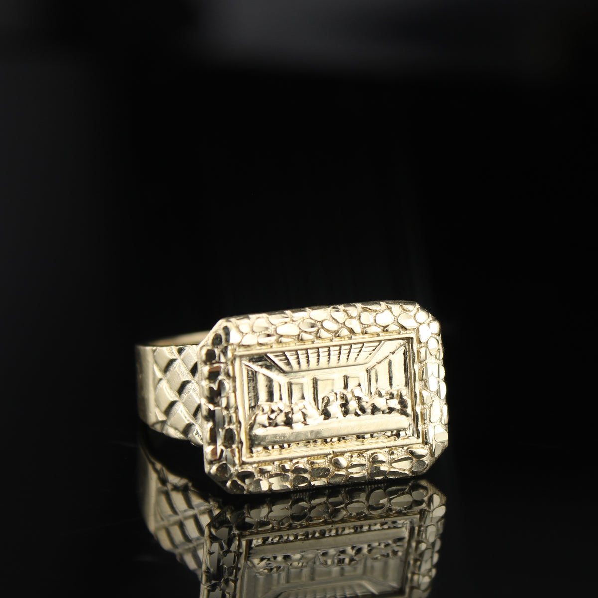 Real 10K Gold Last Supper Nugget Ring