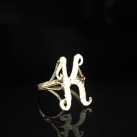 Anillo inicial "K" de oro de 10 quilates auténtico