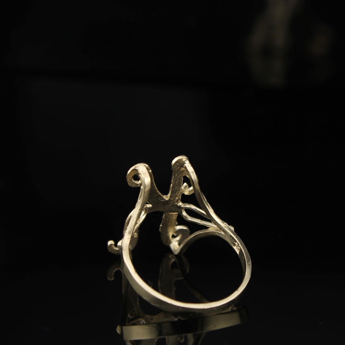 Anillo inicial "K" de oro de 10 quilates auténtico