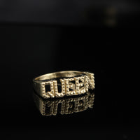 Anillo de reina de oro de 10K real