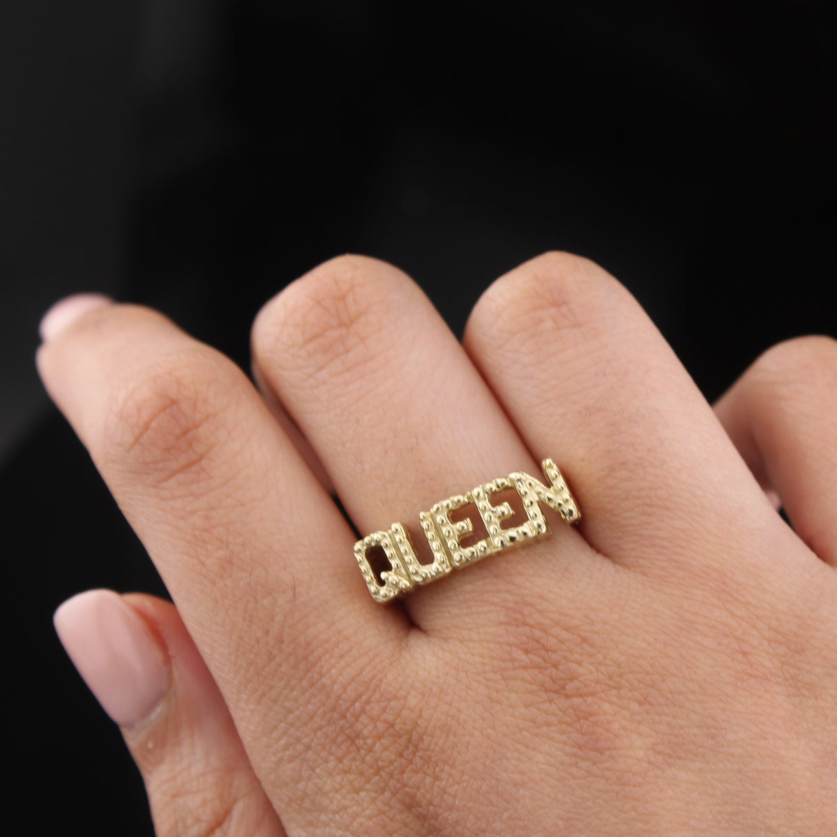 Anillo de reina de oro de 10K real