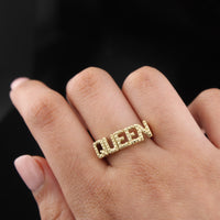 Anillo de reina de oro de 10K real