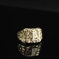 Real 10K Gold Initial Nugget Ring