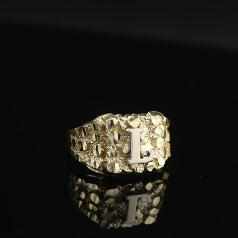 Real 10K Gold Initial Nugget Ring