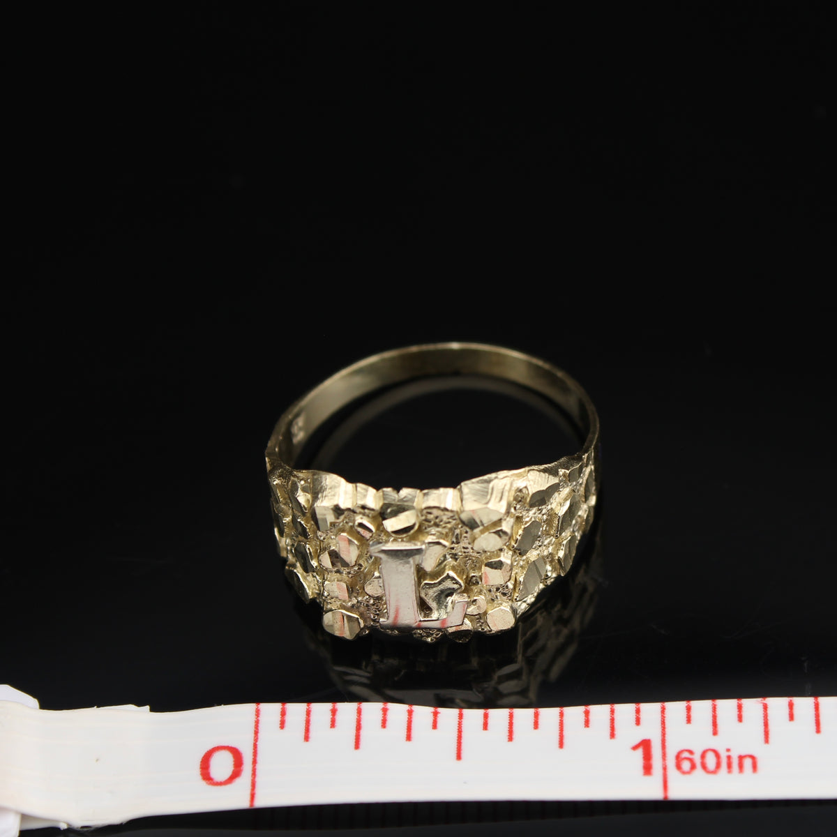 Real 10K Gold Initial Nugget Ring