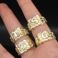 Real 10K Gold Initial Nugget Ring