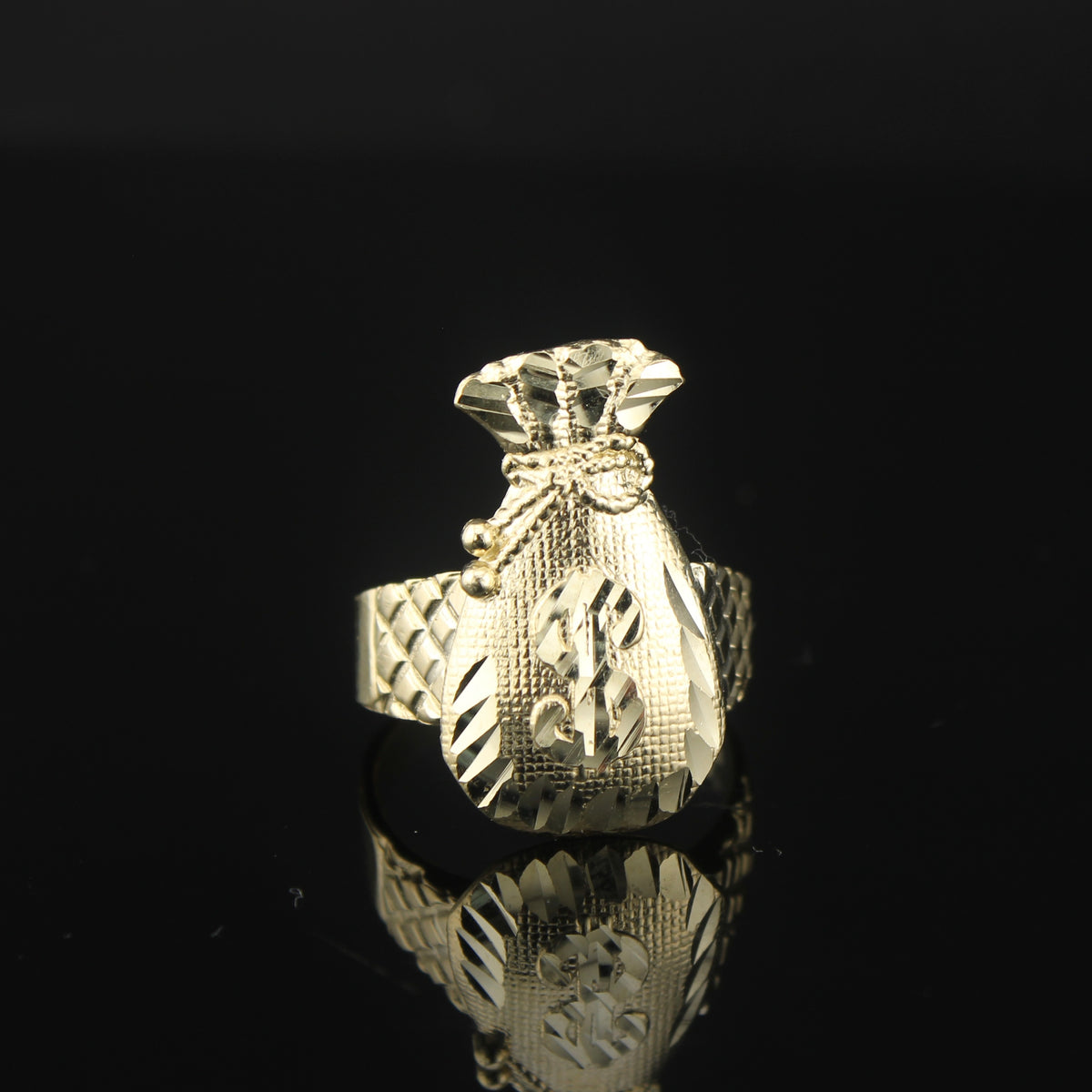 Real 10K Gold Money Bag Ring