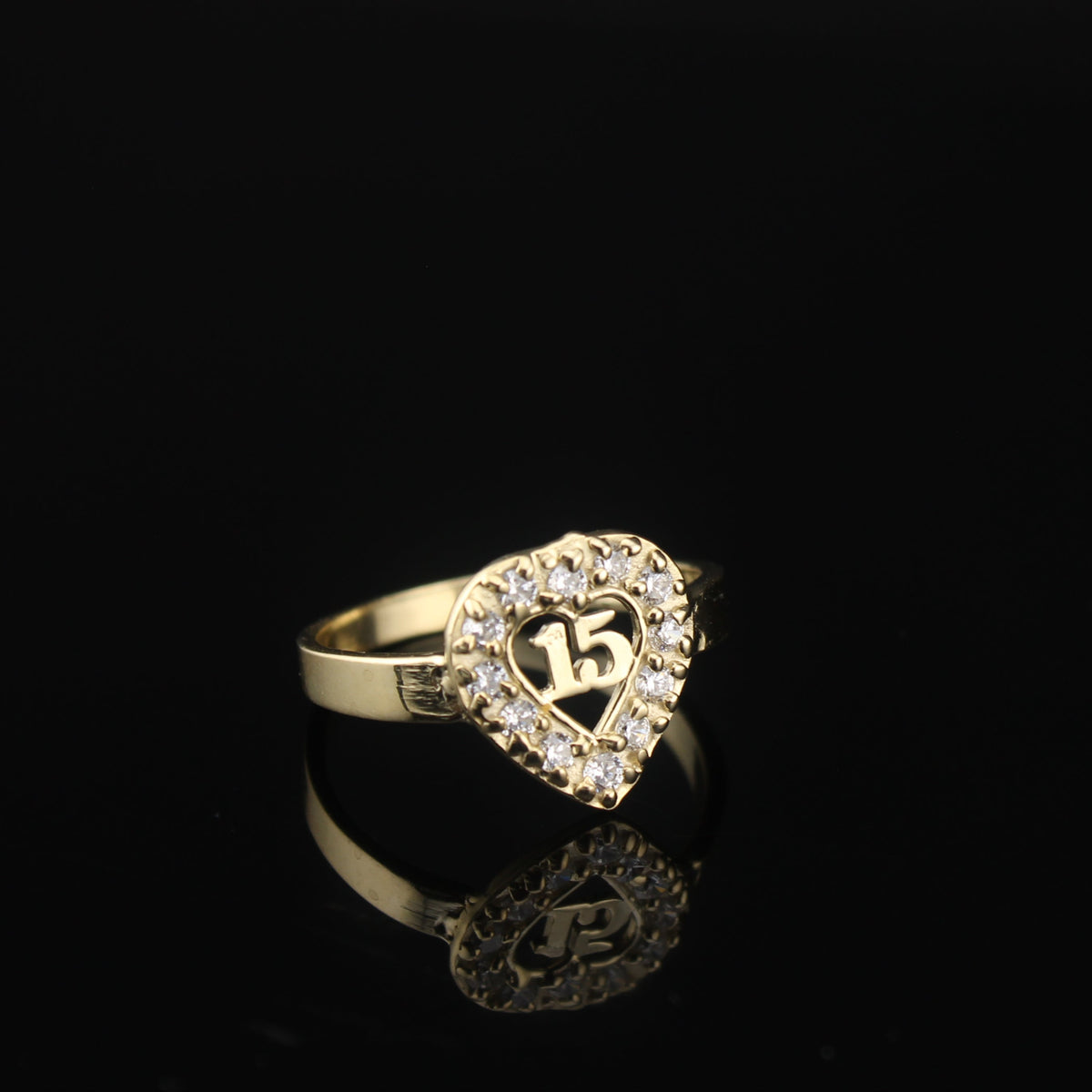 Real 10K Gold Quinceañera Ring 15 Anos