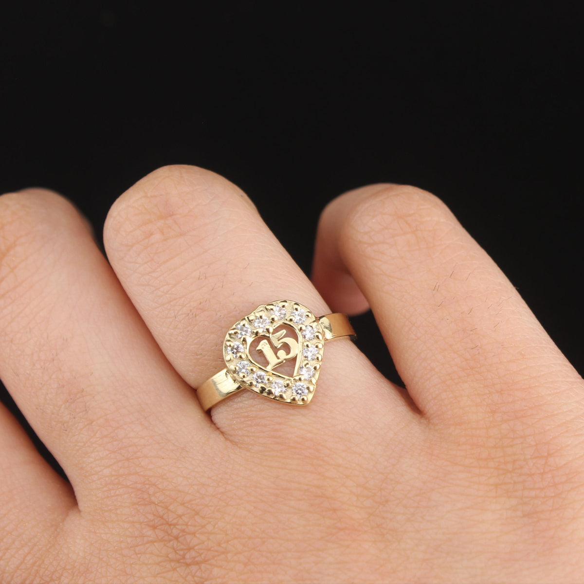 Real 10K Gold Quinceañera Ring 15 Anos