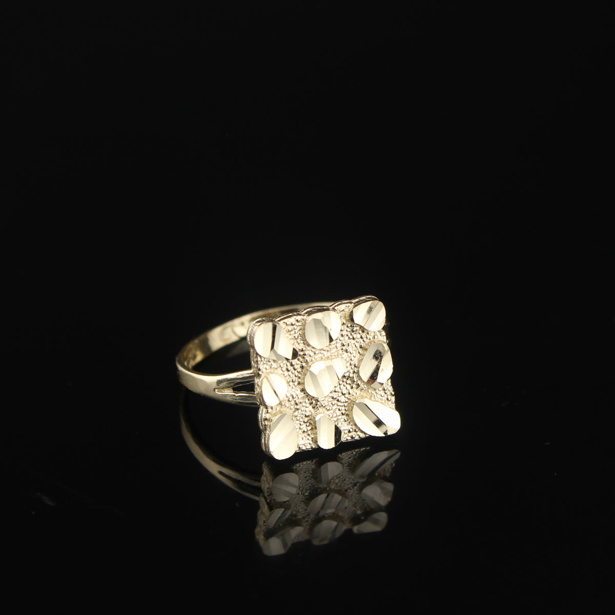 Real 10K Gold Square Nugget Ring