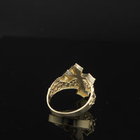 Real 10K Gold Nugget Cross Ring