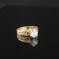 Anillo de promesa solitario con pepita de oro de 10K auténtico
