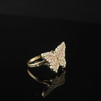 Anillo de mujer de oro de 10K real con mariposa