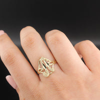 Anillo de oro de 10K con la letra A cursiva