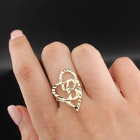 Anillo Corazón Grande B de Oro Real de 10K