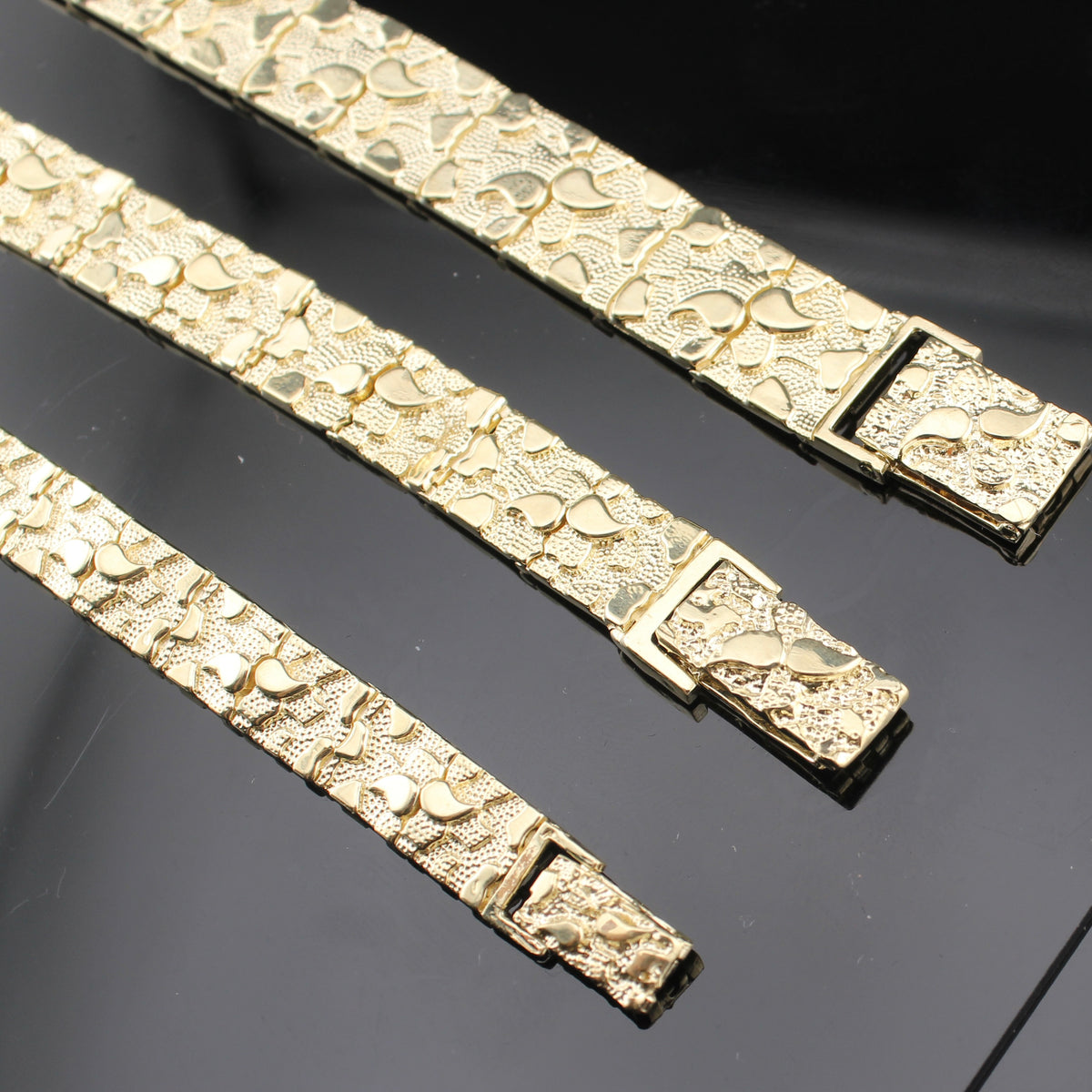 Pulsera de pepitas de oro de 10K real