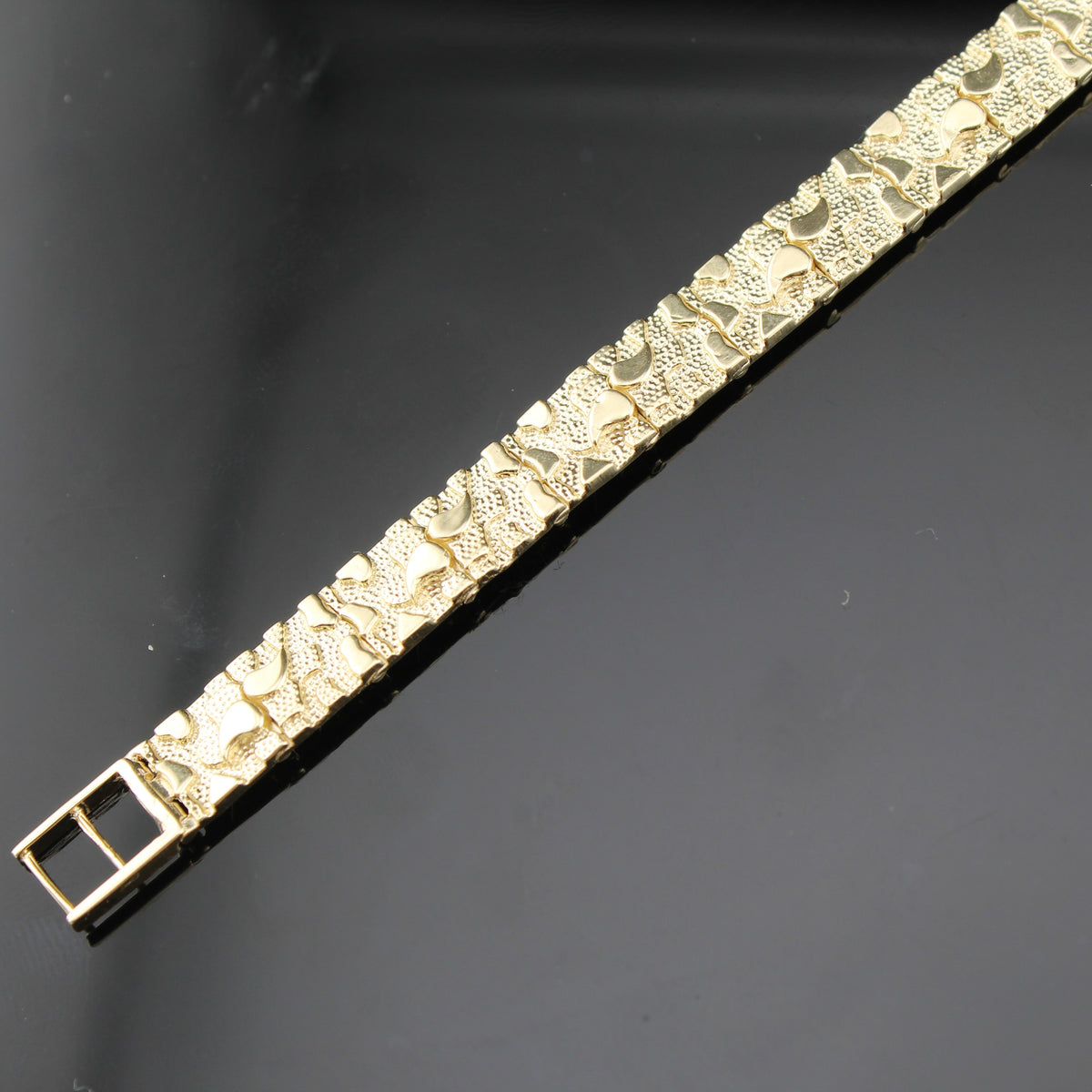 Pulsera de pepitas de oro de 10K real