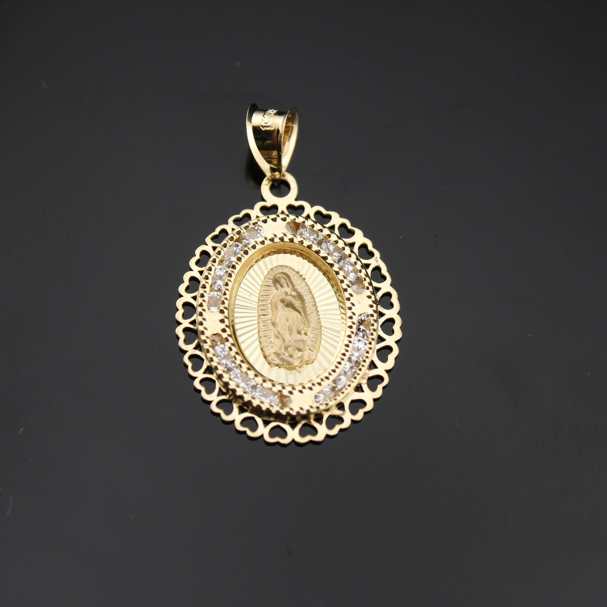 Colgante de la Virgen María de oro de 10K auténtico