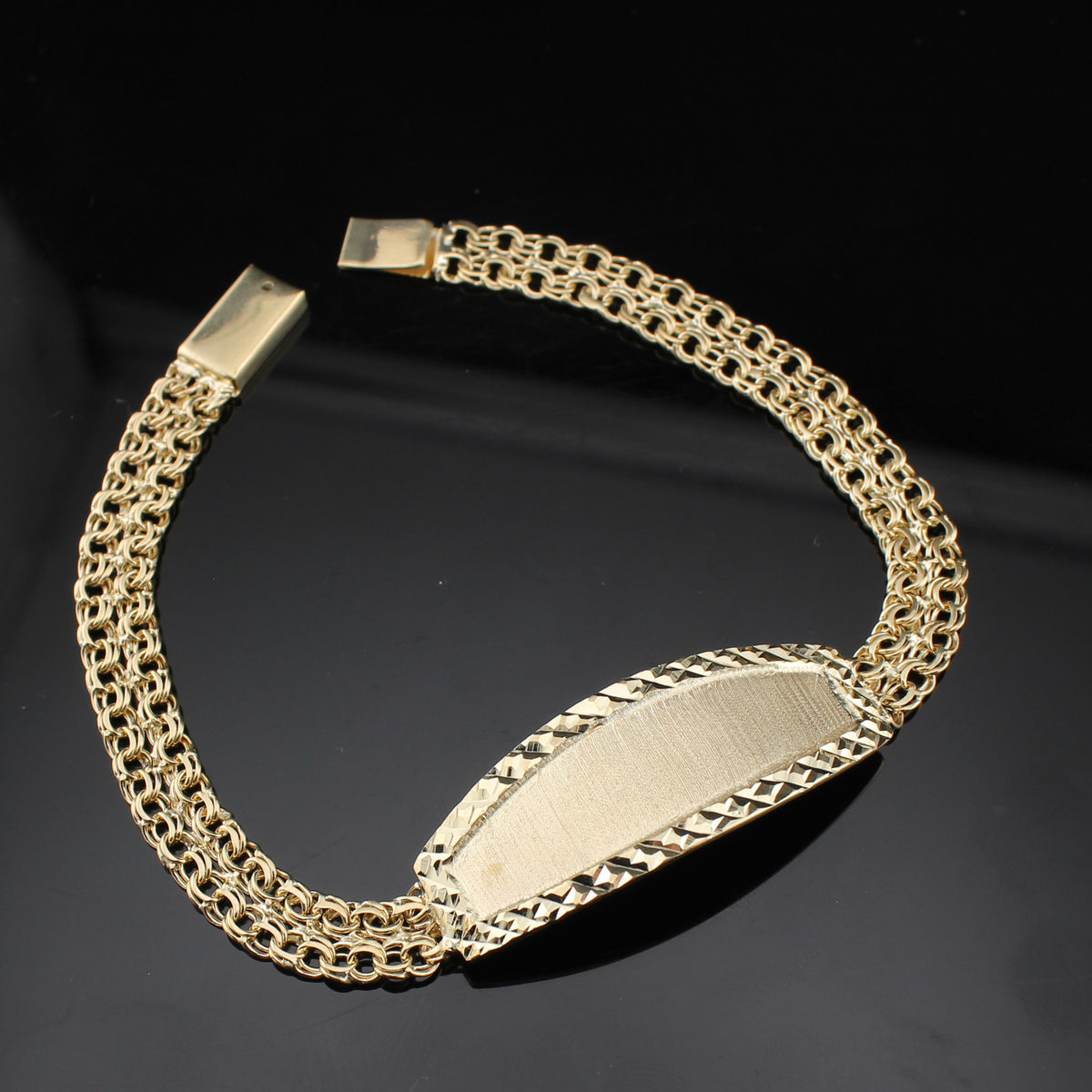 Pulsera de oro macizo de 10 quilates y 8 mm con placa de identificación (ID) estilo Chino