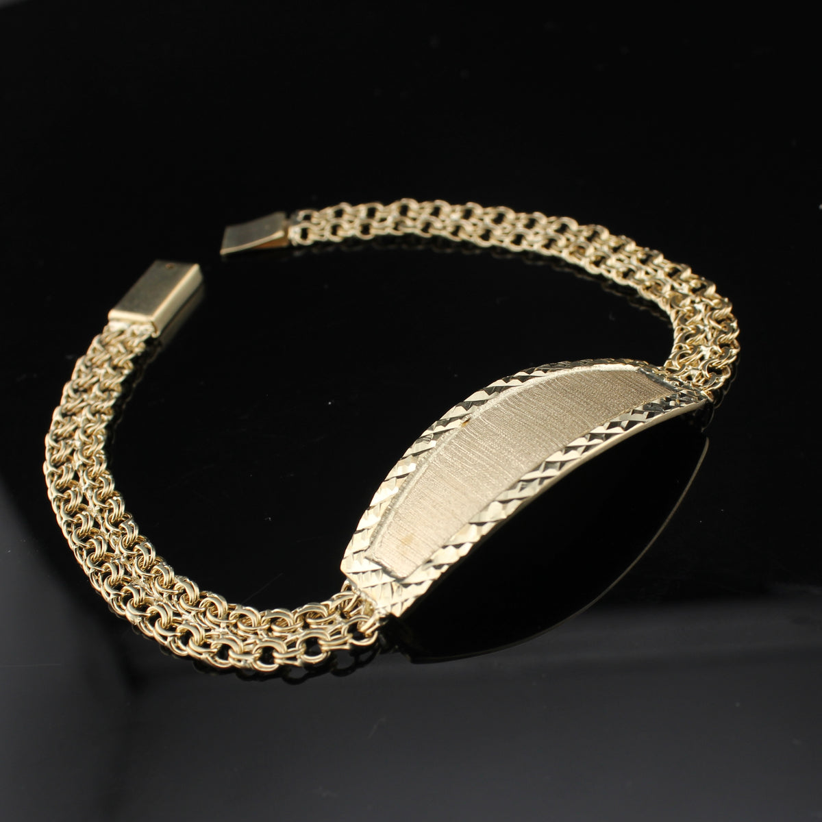 Pulsera de oro macizo de 10 quilates y 8 mm con placa de identificación (ID) estilo Chino