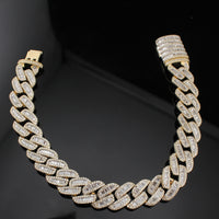 Real 10K Gold Diamond Cuban Mens Bracelet , 7 CTW