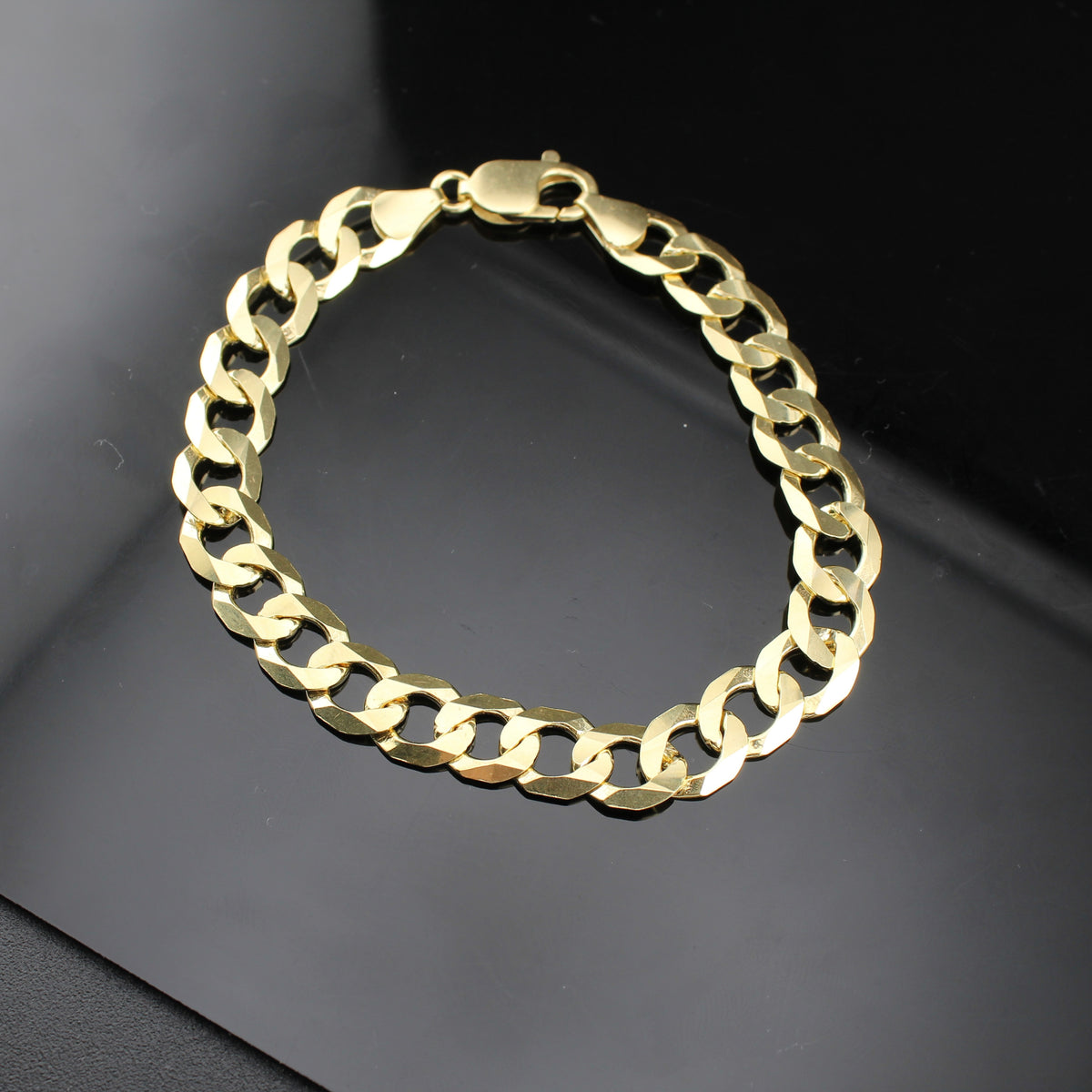 Pulsera de Eslabones Cubanos de Oro de 10K Auténtico de 9mm