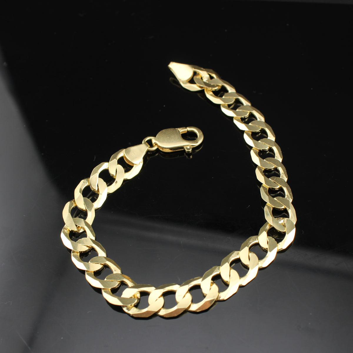 Pulsera de Eslabones Cubanos de Oro de 10K Auténtico de 9mm
