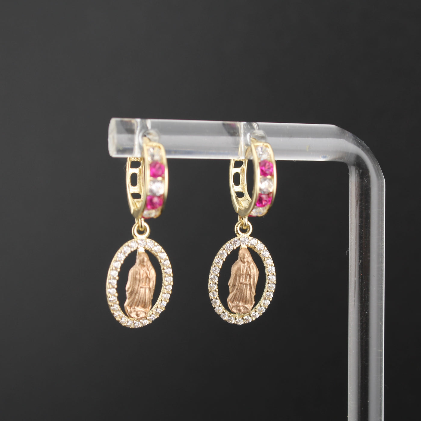 10K Gold Virgin Mary Earrings