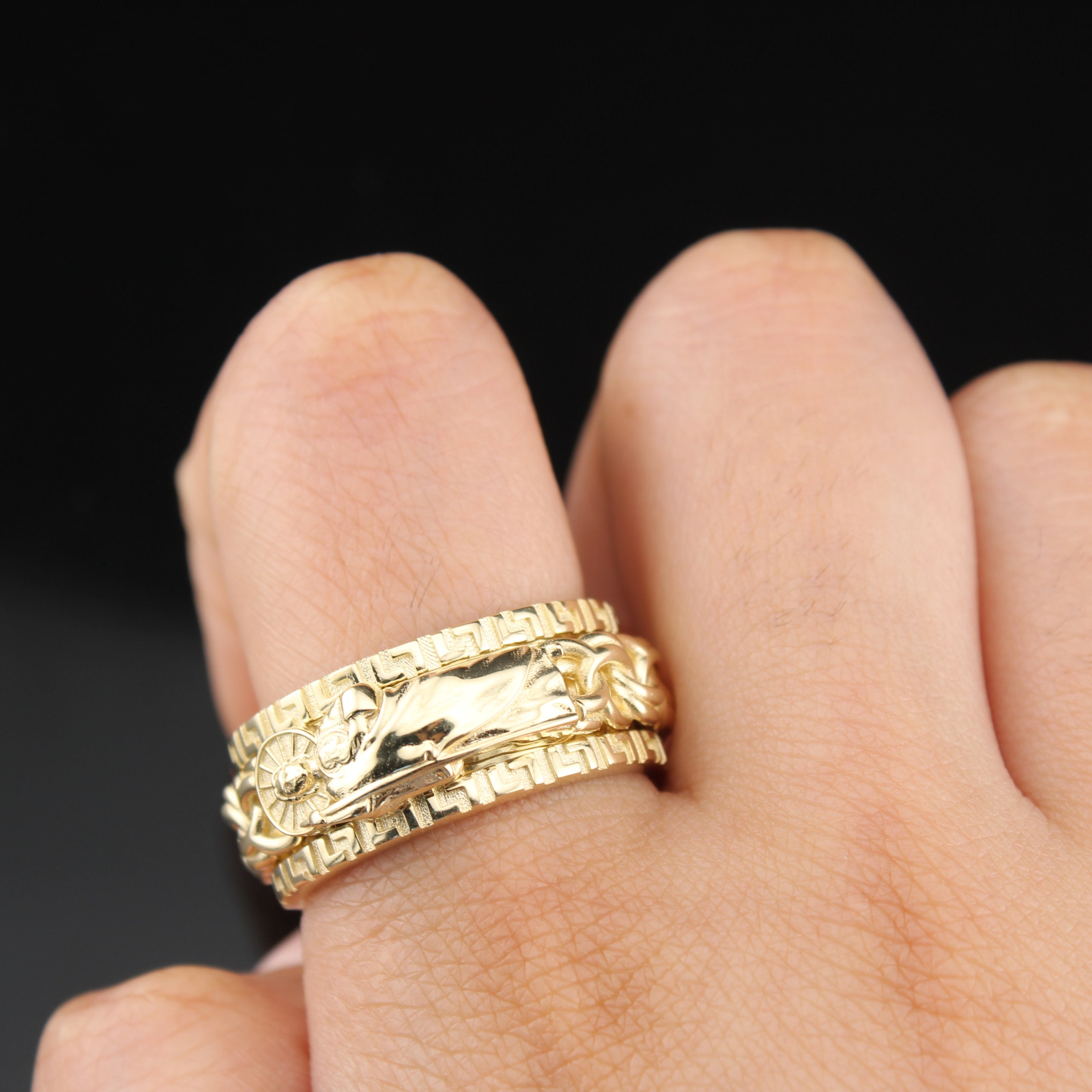 Real 10K Gold Chino Link Rotating Mens Rings | ICEbyAK – ICEBYAK