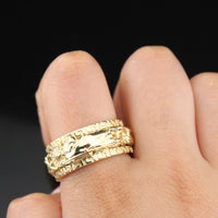 Anillos giratorios de eslabones chino de oro de 10K auténtico para hombre