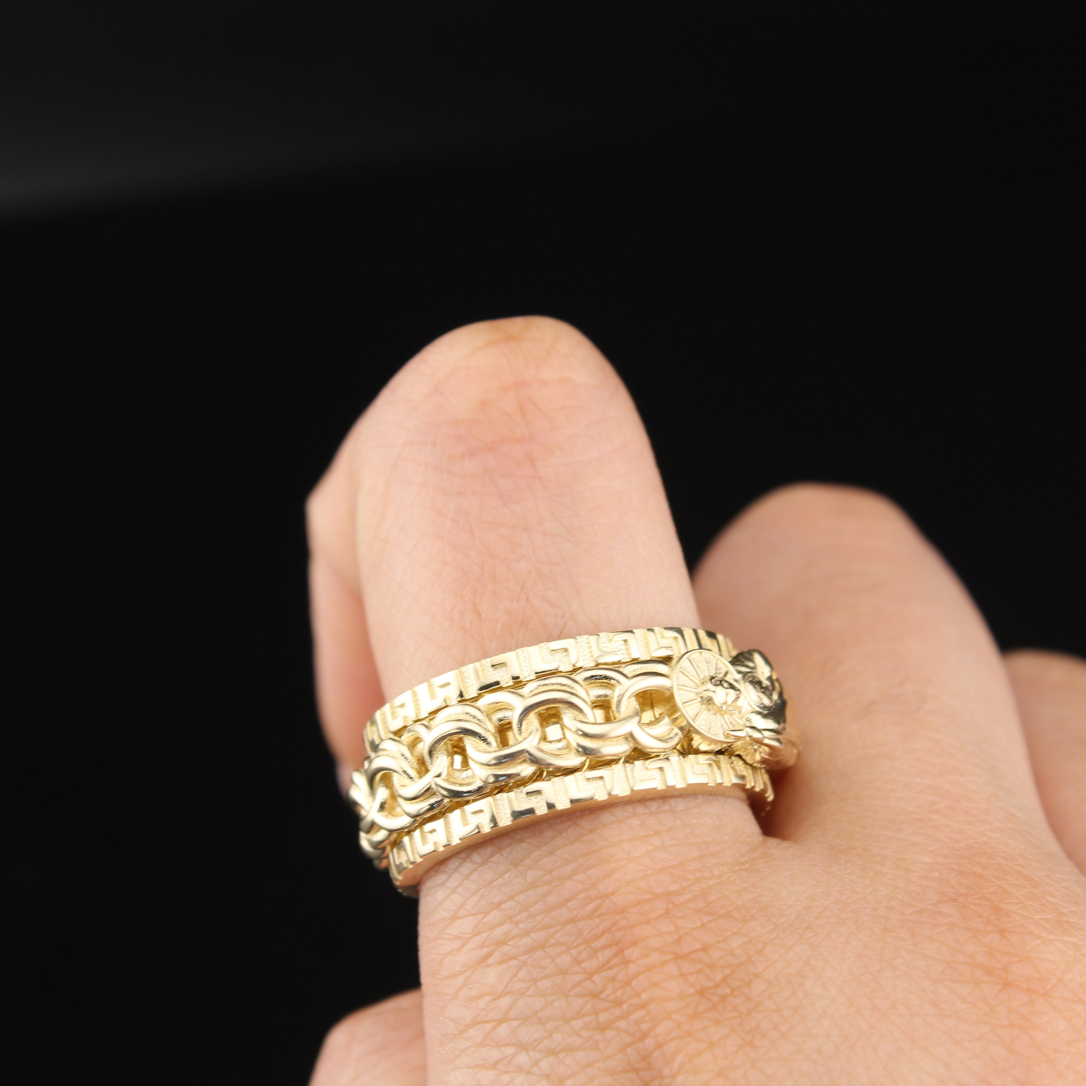Real 10K Gold Chino Link Rotating Mens Rings | ICEbyAK – ICEBYAK