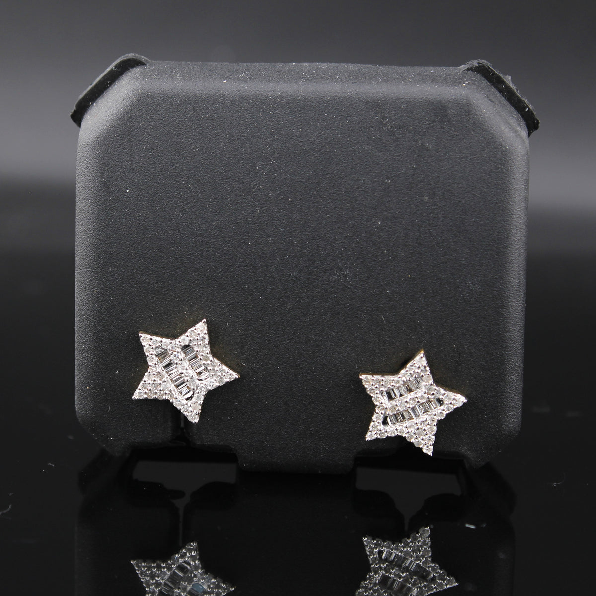 Real 10K Gold Star Diamond Studs