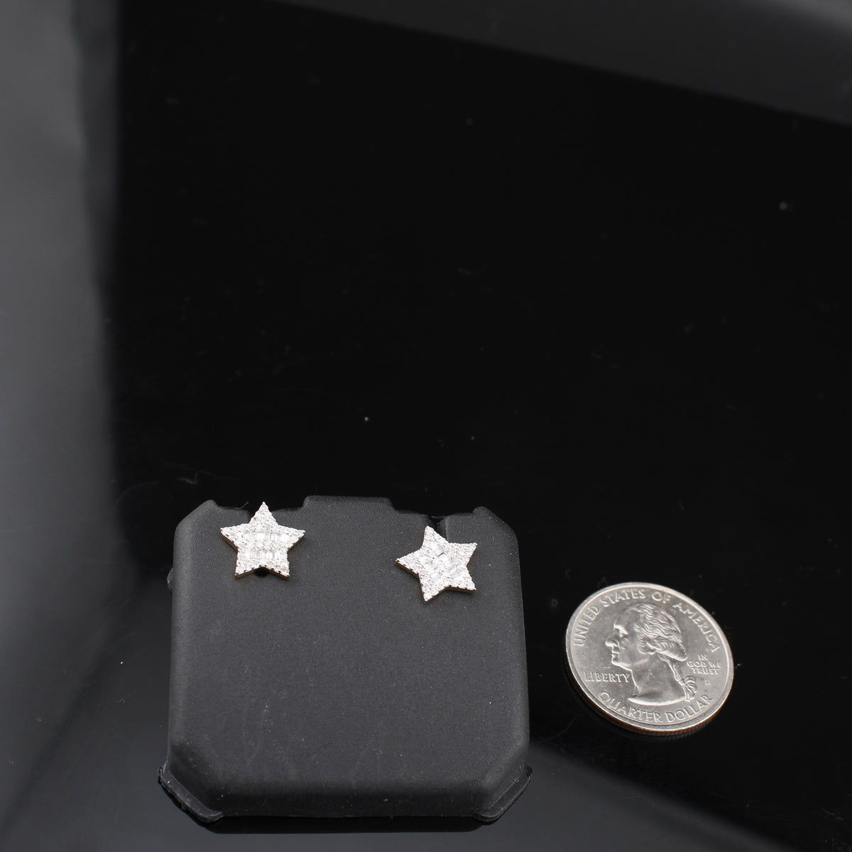 Real 10K Gold Star Diamond Studs
