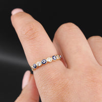 Anillo de Oro Real de 14K con el Ojo Turco