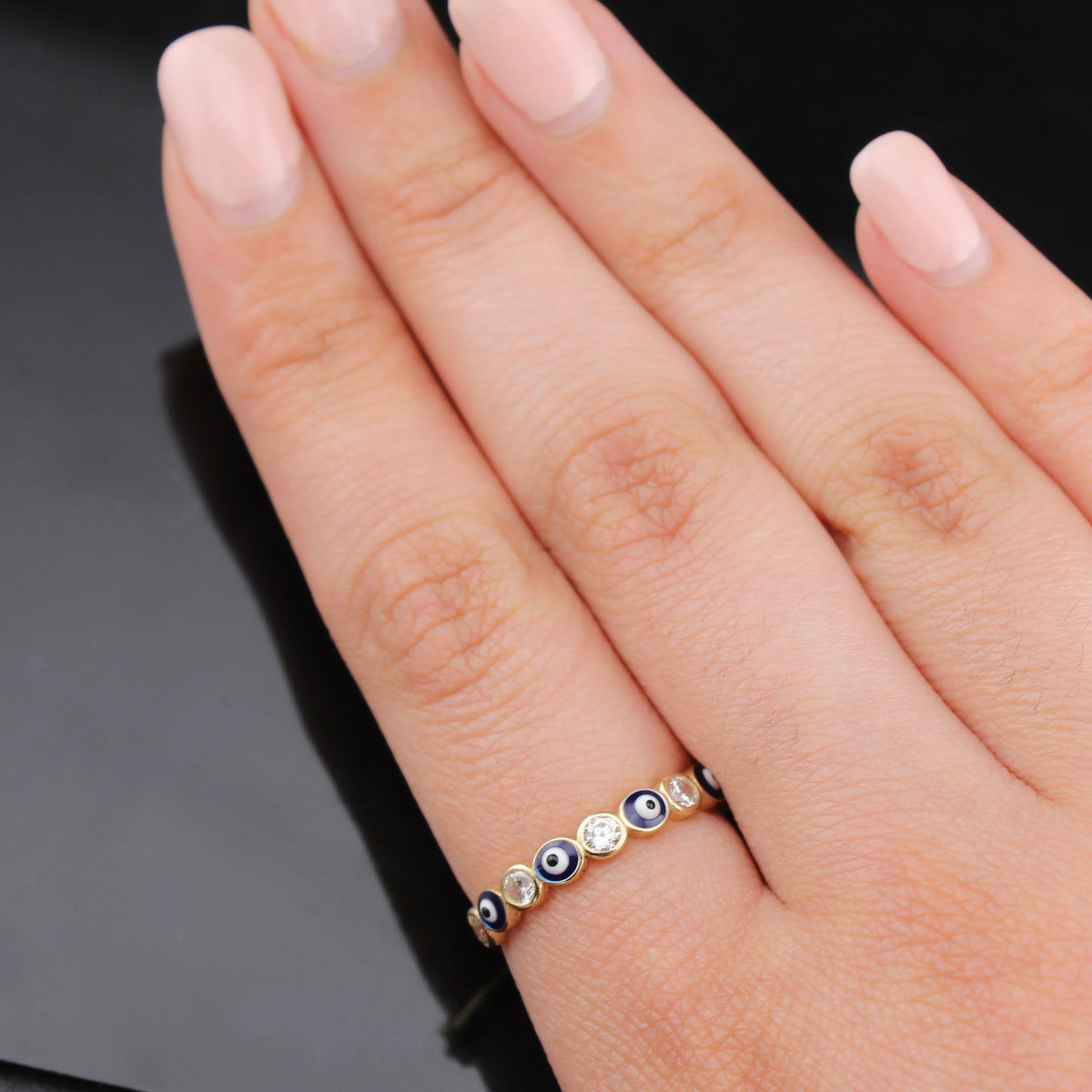 Anillo de Oro Real de 14K con el Ojo Turco