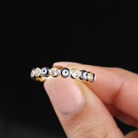 Anillo de Oro Real de 14K con el Ojo Turco
