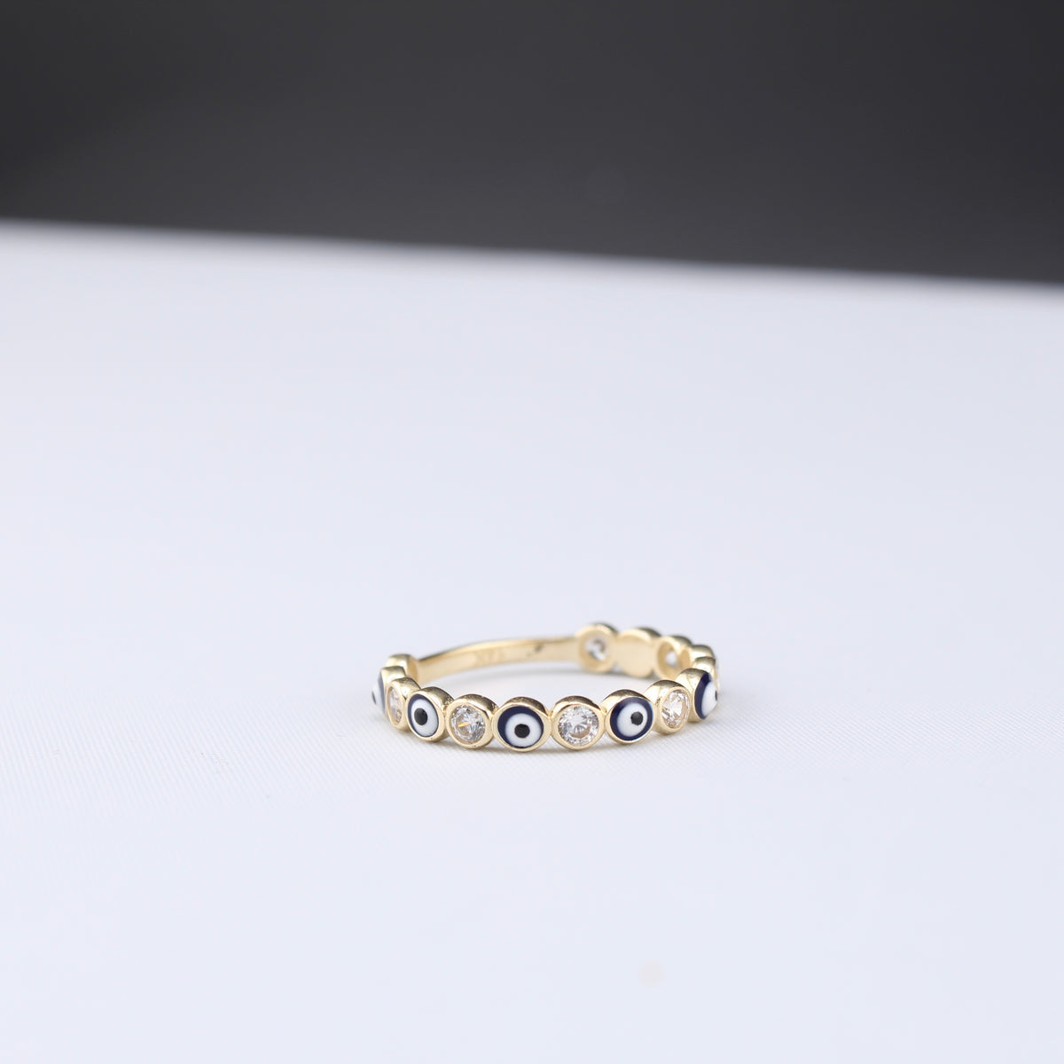 Anillo de Oro Real de 14K con el Ojo Turco