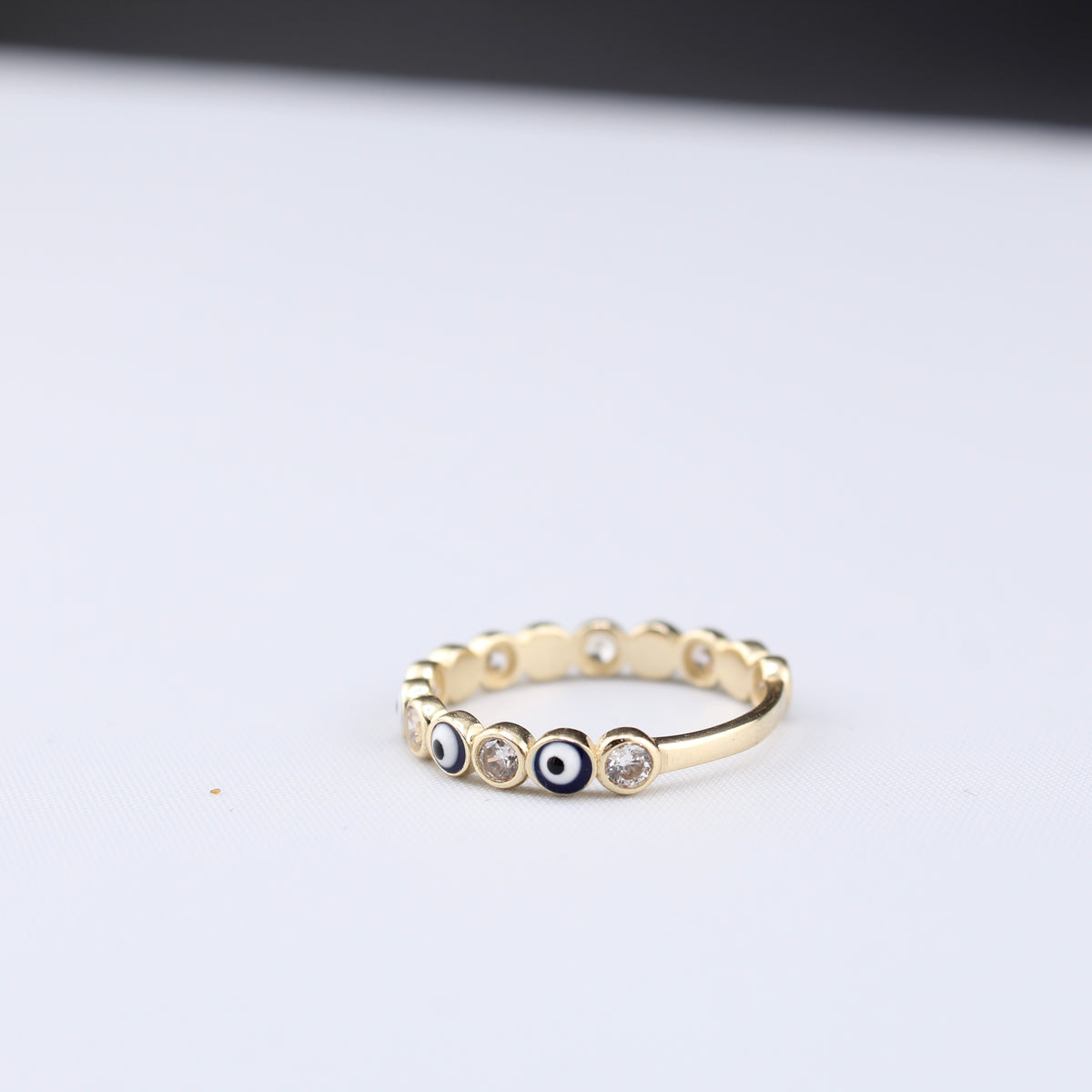Anillo de Oro Real de 14K con el Ojo Turco