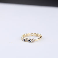 Anillo de Oro Real de 14K con el Ojo Turco
