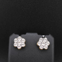 Real 10K Gold Flower Diamond Studs 0.50 CTW