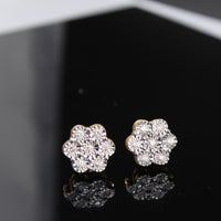 Real 10K Gold Flower Diamond Studs 0.50 CTW
