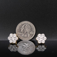 Real 10K Gold Flower Diamond Studs 0.50 CTW
