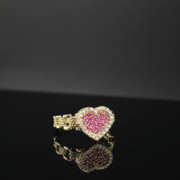 Anillo de Corazón Rosa de Oro de 10K auténtico