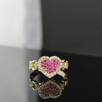 Anillo de Corazón Rosa de Oro de 10K auténtico