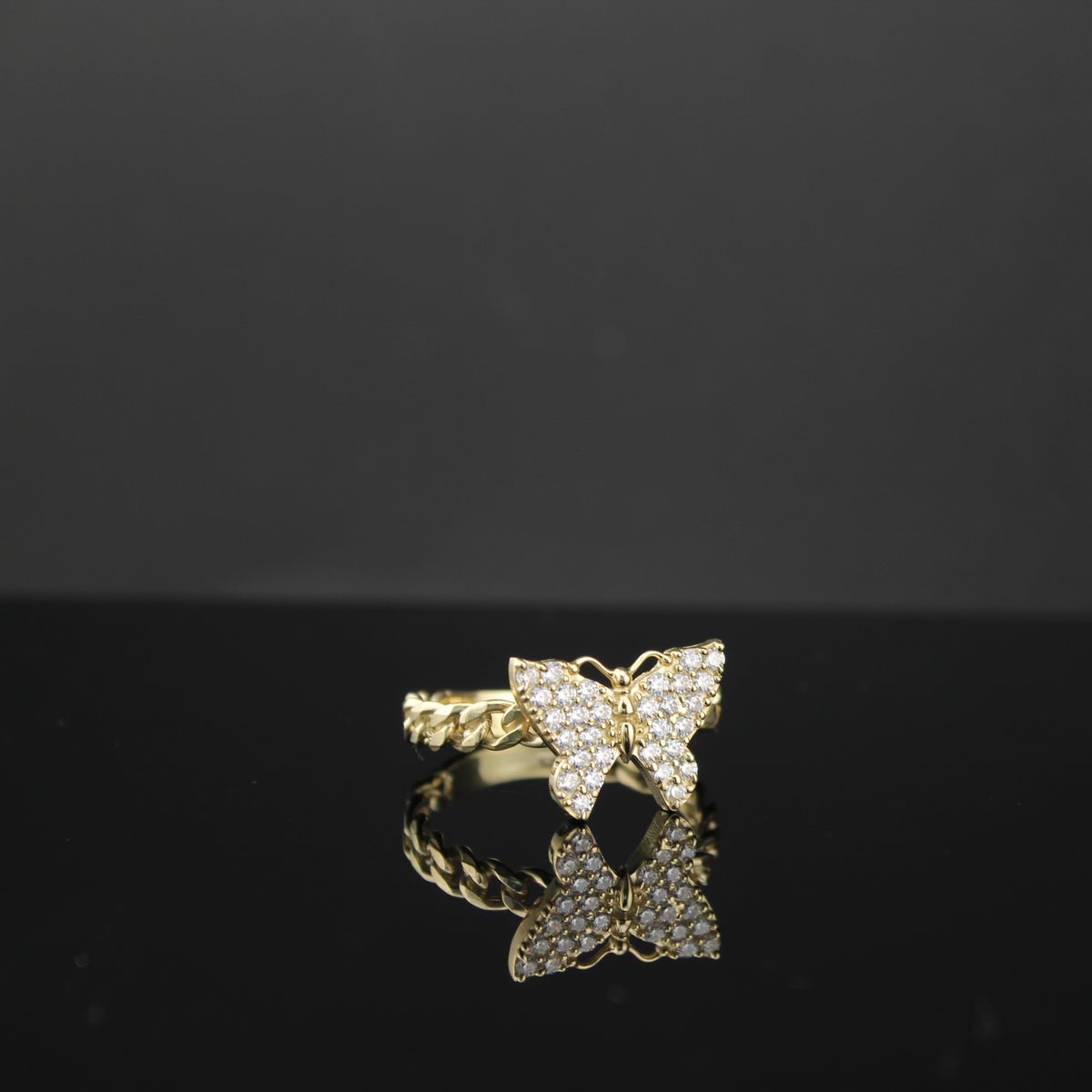 Anillo de mariposa de oro de 10K real
