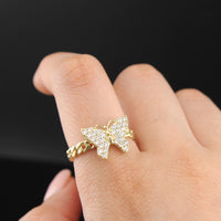 Anillo de mariposa de oro de 10K real