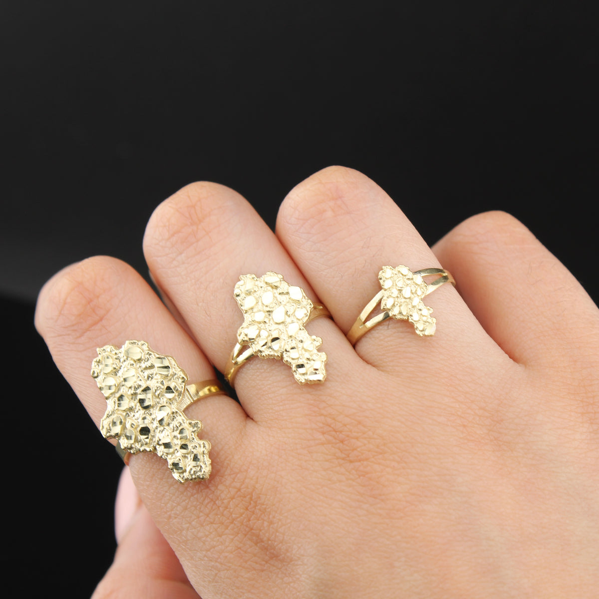 Real 10K Gold Nugget Rings