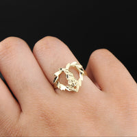 Real 10K Gold Virgin Mary Heart Ring