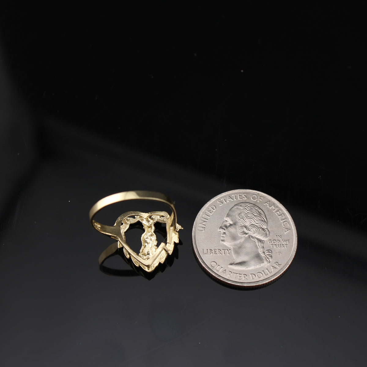 Real 10K Gold Virgin Mary Heart Ring
