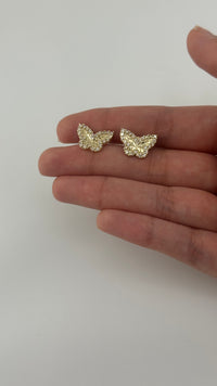 Pendientes de mariposa con pepita de oro de 10K real